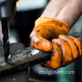 Guante de nitrilo mecánico resistente a químicos sintéticos de naranja